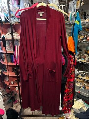 Kate & Mallory Deep Wine Open Front Cardigan